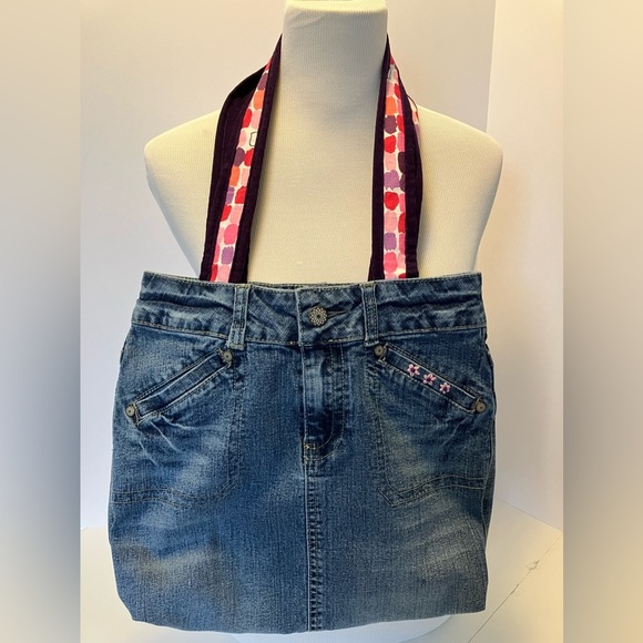 Denim Upcycled Tote, Handmade - Picture 4 of 8
